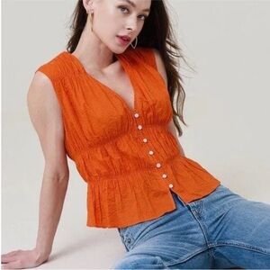 Frame Ruched Orange Blouse - Size S